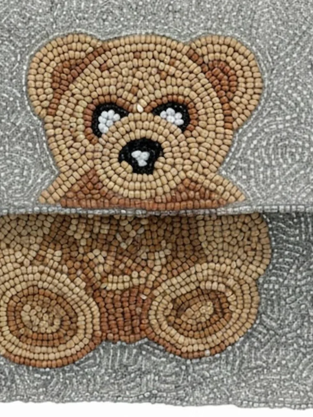 Teddy Bear Beaded Bag New Release SilverHandmade India  NWT RARE